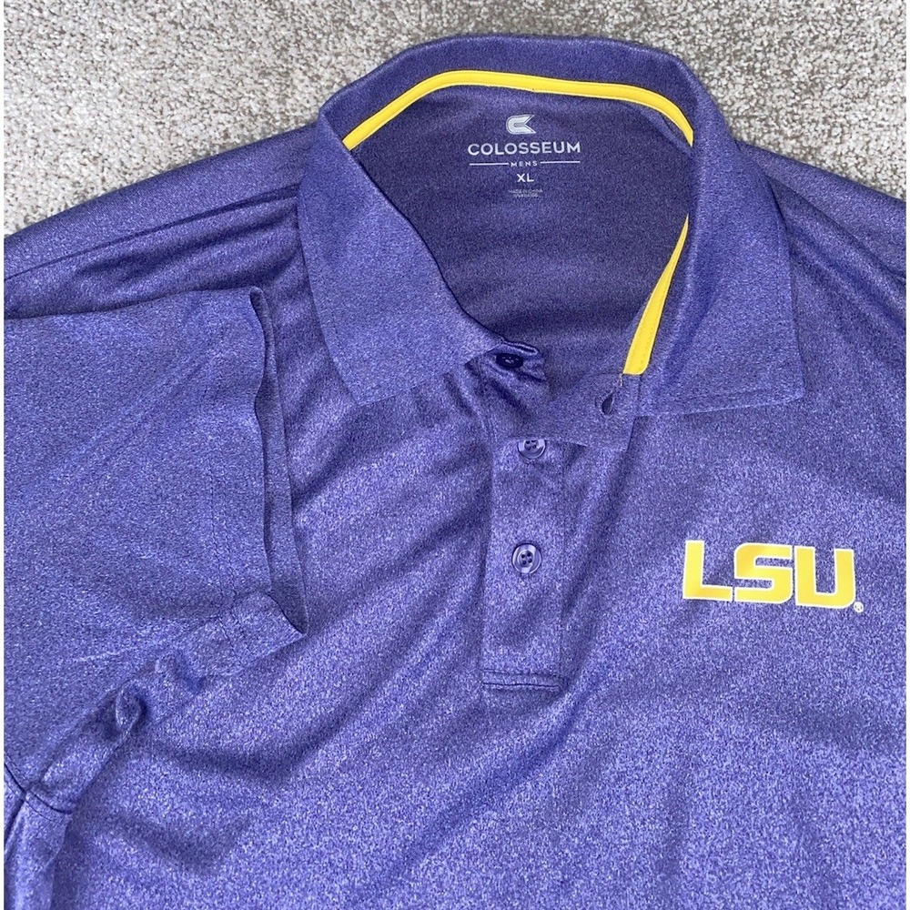 Colosseum Athletics Lsu Tigers Solid Purple Performance Polo Mens Xl Ncaa Game